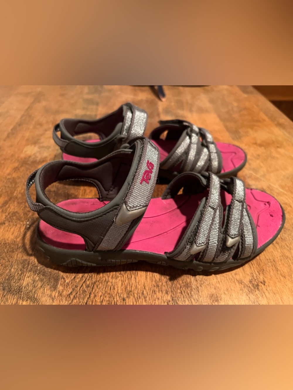 Teva Kids' Pink and Silver Adventure Sandals SZ 1